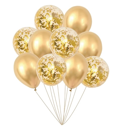 Balony dekoracja urodziny złoty konfetti mix 10x